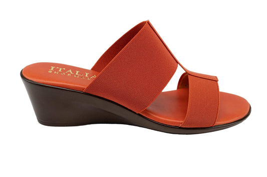 Carritz Designer Womens 38 Leather Sandals Slides Italy Orange Red Flip  Flops