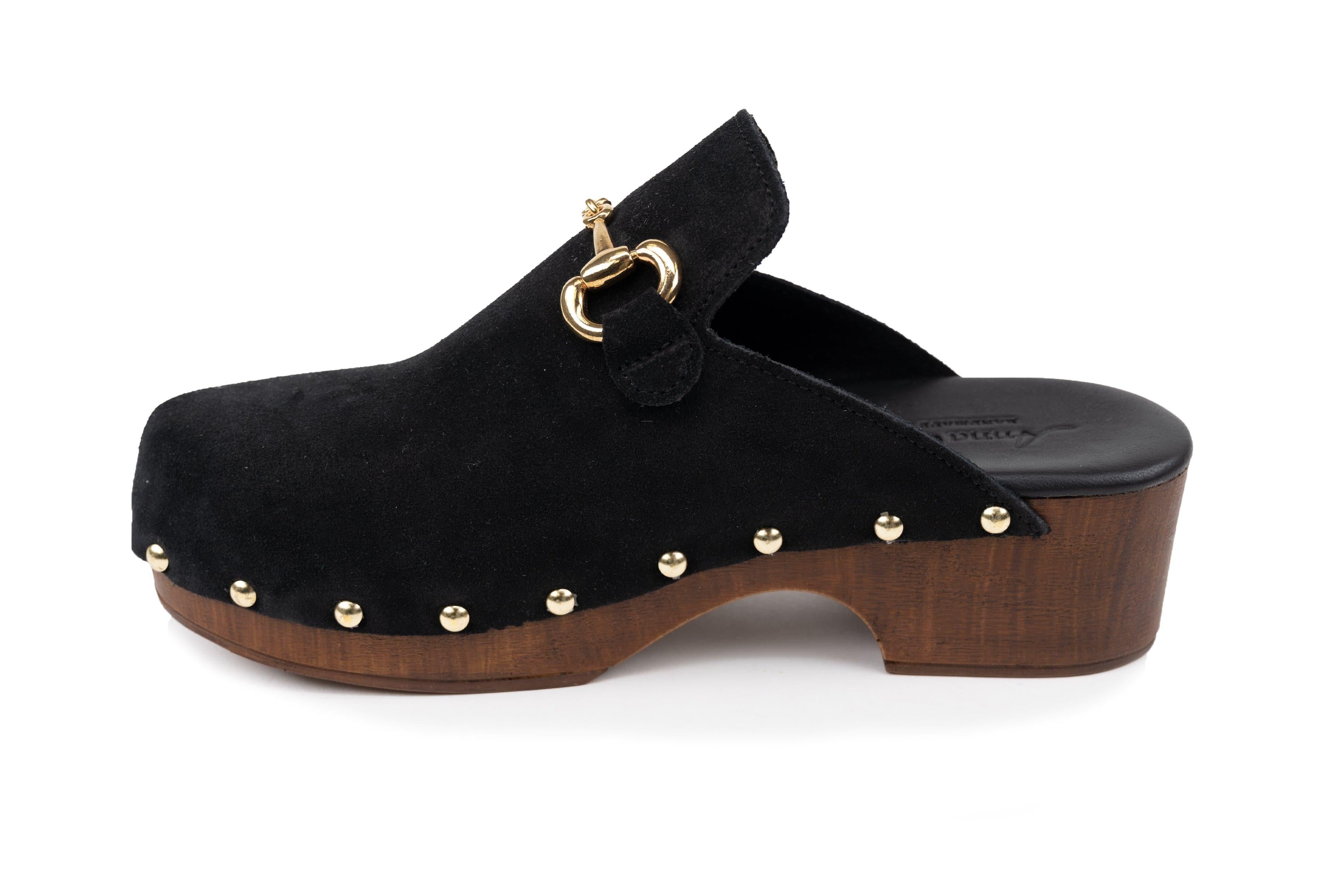 Gianna - Italian Leather Clogs with Chain - Italian Shoemakers