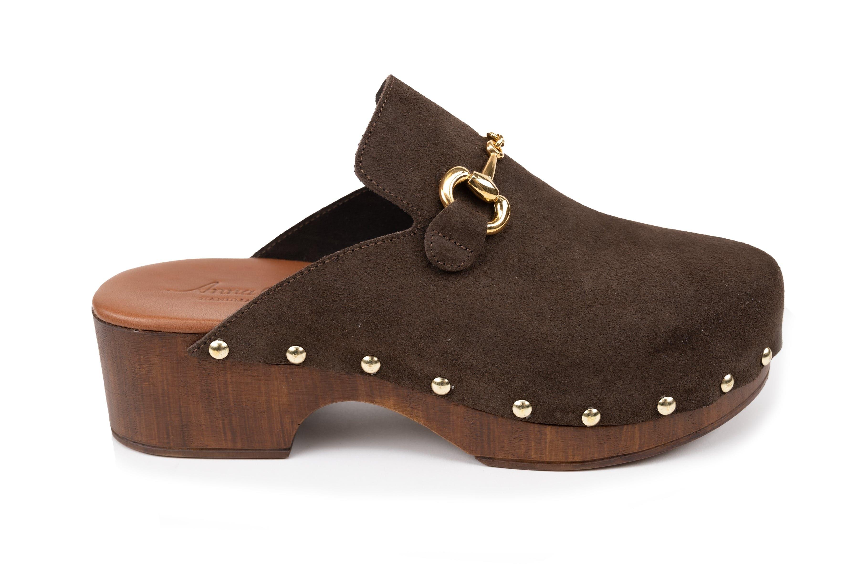 Gianna - Italian Leather Clogs with Chain - Italian Shoemakers